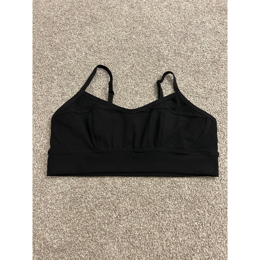 Lululemon Ebb to Street Bra Women Size 8 Black Excellent Ribbed Longline